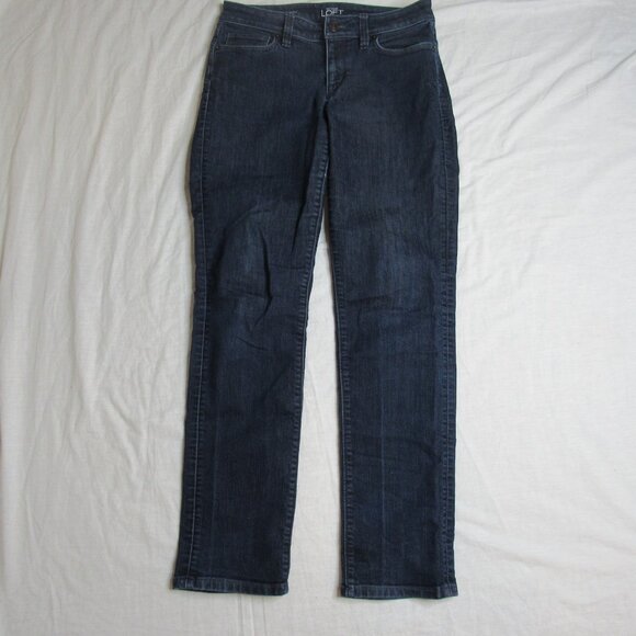 Ann Taylor LOFT Curvy Straight Blue Denim Mid Rise Jeans 30" Women's 27 4 - Picture 7 of 10